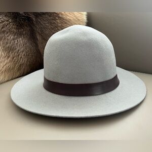 HAT ATTACK Tan Wool Fedora with Brown Leather Strap Detail